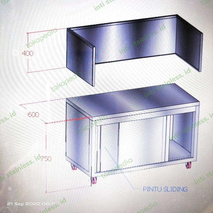 Meja Kompor Kabinet Neon Box Booth Stainless Custom