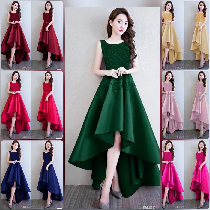 Es Dress JIALING Merah Biru Hijau Navy Abu Gold Dusty Pink Maroon