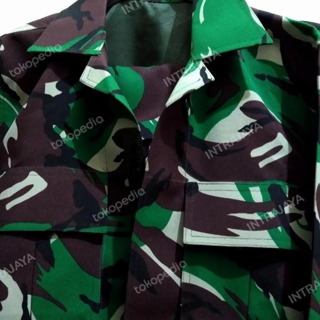 baju PDL TNI bahan Velbed dengan furing Resleting perkeras velcro