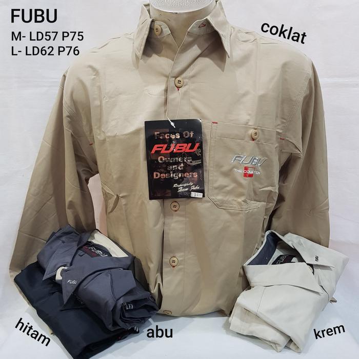 kemeja lengan panjang pria fashion kain kilap bagus fubu murah import