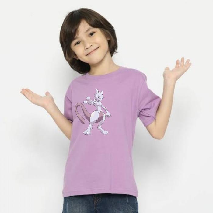 Deronn Charmander Pokemon T-Shirt - Kaos anak unisex ungu muda lilac