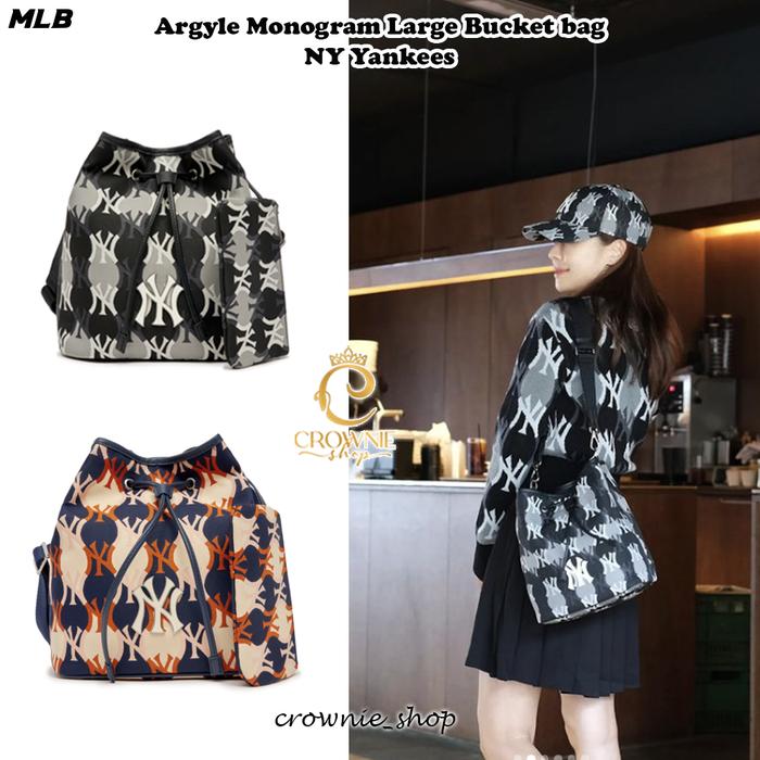 MLB argyle monogram large bucket bag NY yankees