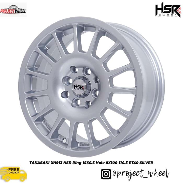 Velg Mobil ring 15 HRS Takasaki lebar 6,5 ET40 Silver