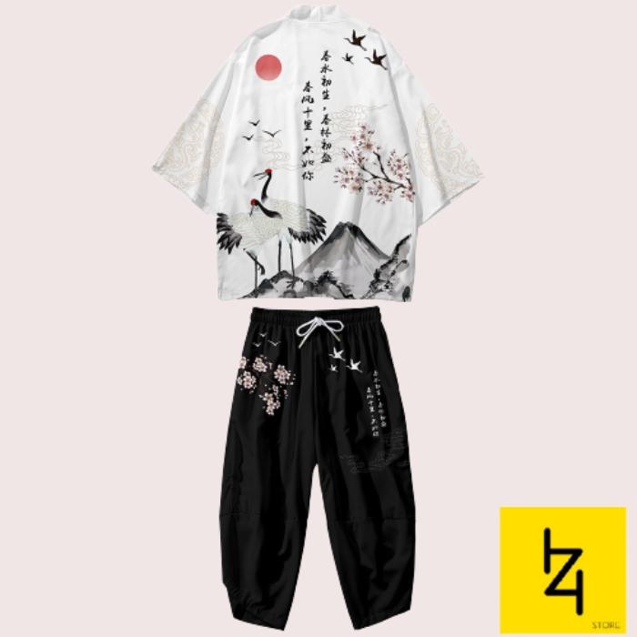 Kimono jepang pria wanita set celana S M L XL XXL 2L 2XL harajuku baru