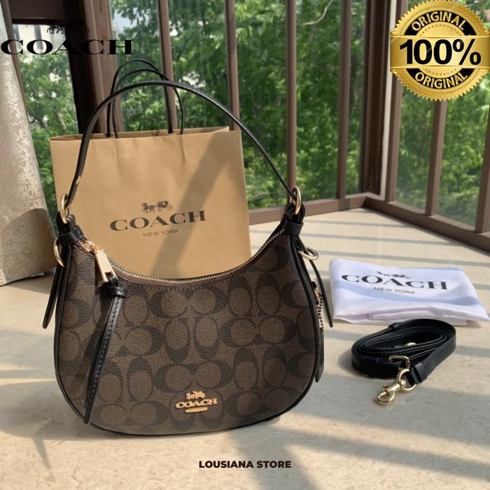 Coach SIGNATURE KLEO HOBO BROWN BLACK