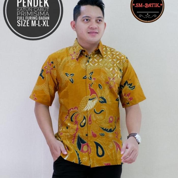 kemeja pendek batik cendrawasih kuning