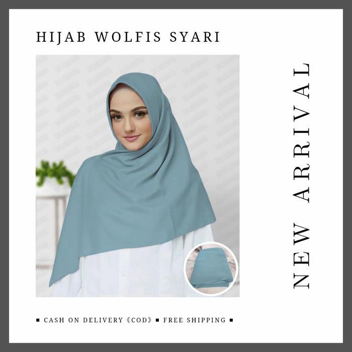 kerudung segi empat polos 115x115 Biru Wardah
