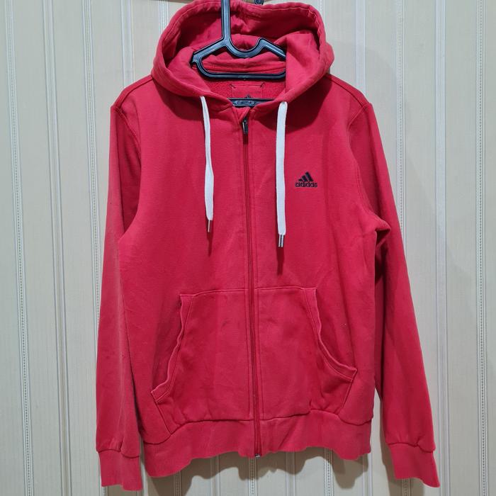 Hoodie Zipper Adidas Size M Merah Second Branded