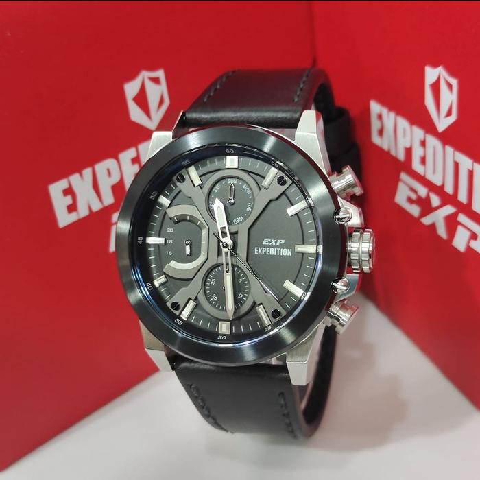 Jam Tangan Expedition Pria Original E6829 Black Silver