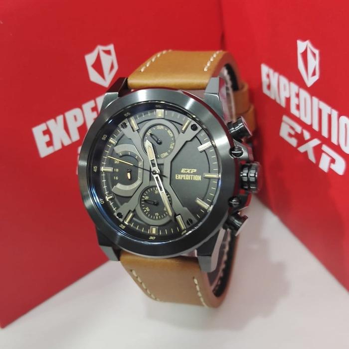 Jam Tangan Expedition Pria Original E6829 Black Brown