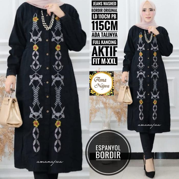 NEW ESPANYOL BORDIR TUNIK KEMEJQ ATASAN WANITA MODIS KEKINIAN LD 110CM