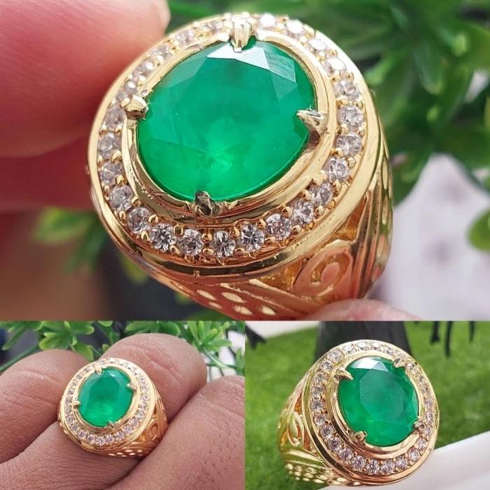 Cincin pria cincin Zamrud Batu ASLI cincin Fashion