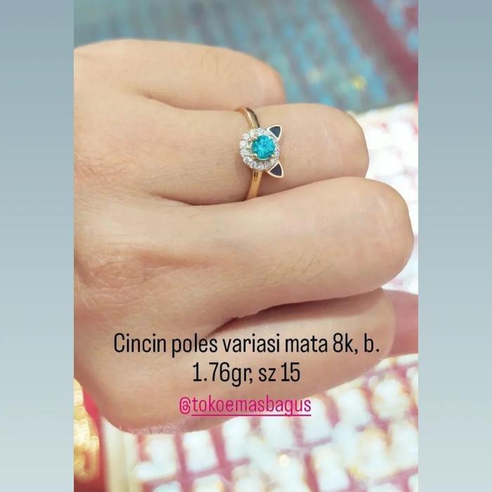 Cincin emas asli / cincin emas dewasa permata 03 cincin permata biru