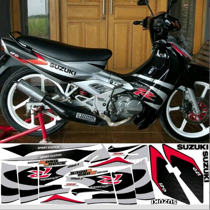 Stiker satria lumba 2002 hitam silver SPORT CLUTCH