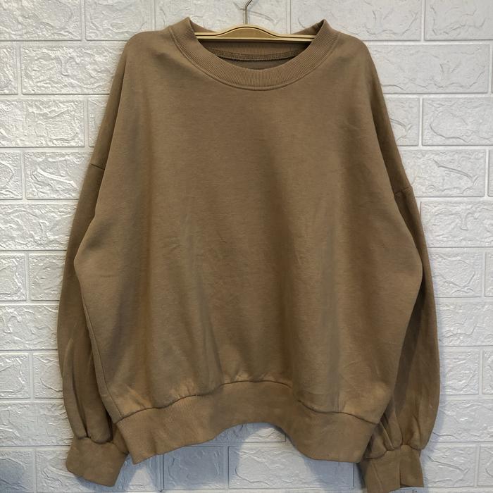 Sweater Crewneck Thrift Unbranded Coklat Susu Original Second