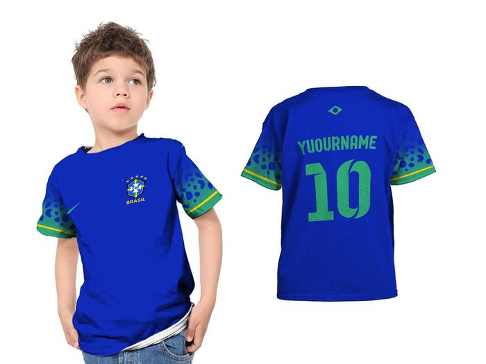 Baju Kaos Tshirt Jersey Anak Brazil World Cup Pildun 2022 Full Print