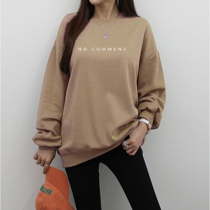 Sweater Crewneck Wanita Oversize Simple Cream - No COmment