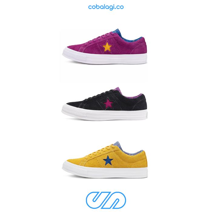 CONVERSE One Star Suede Seasonal Black / Rose Maroon / Yellow ORIGINAL