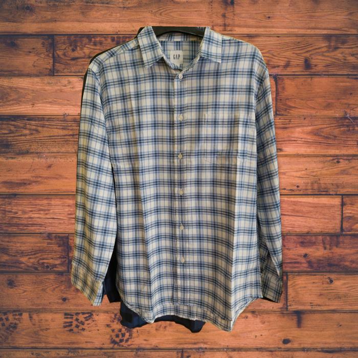 GAP Kemeja Flanel Original Motif Kotak Biru Putih size S
