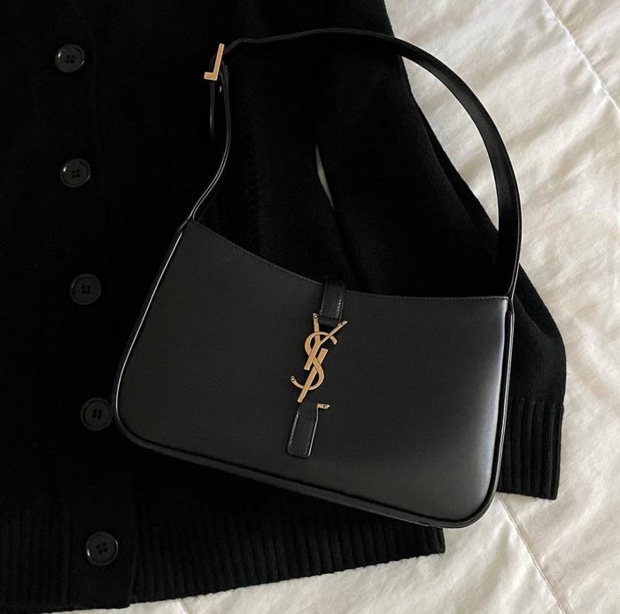 Original - YSL Saint Laurent Le 5 a 7 Hobo Bag Black GHW Shoulder