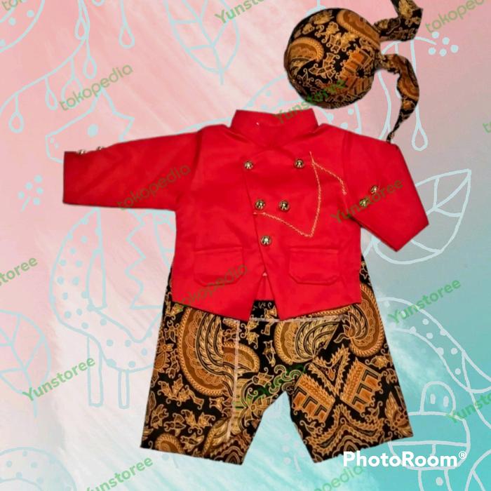 (COD) beskap newborn baju bayi dan anak free blangkon/ beskap MERAH