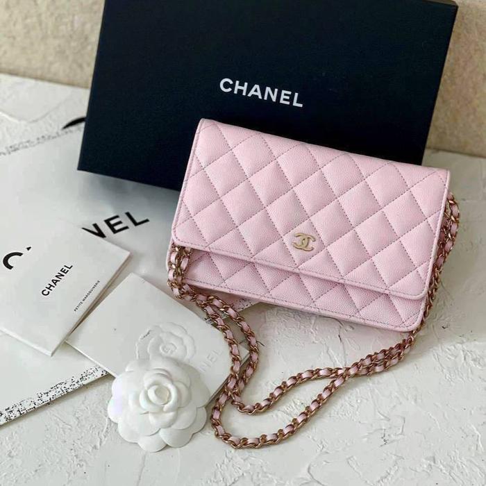 Original - BNIB Chanel Classic WOC Rose Claire Pink Caviar GHW Chip B