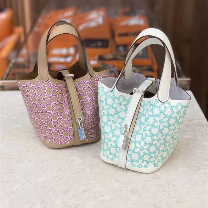 Original - Hermes Picotin 14 Micro Daisy Mauve & Nata PHW U