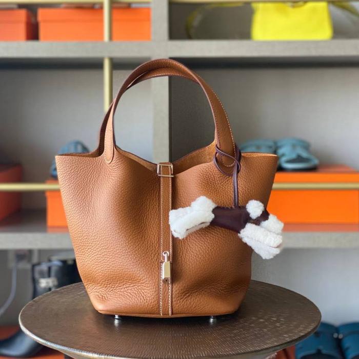 Original - Hermes Pico Picotin 22 Gold Clem Clemence PHW