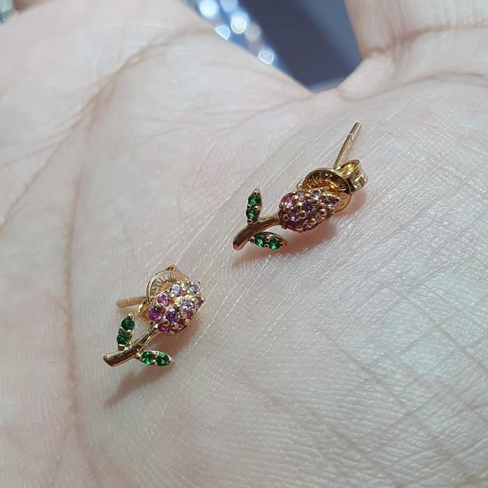 anting giwang bunga rose emas 700