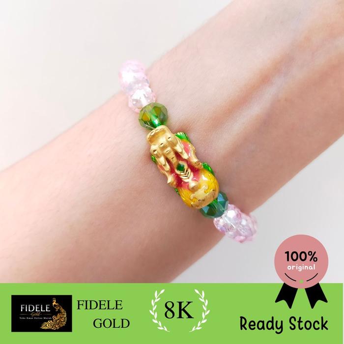 CHARM NAGA GELANG KRISTAL GELANG MAINAN EMAS ASLI