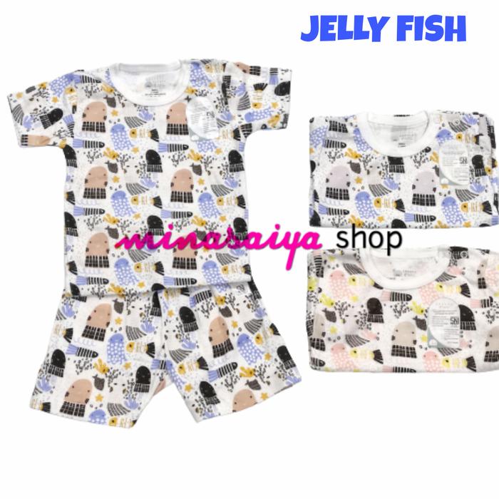 ZONOKO Setelan Bayi Lengan Pendek Kancing Pundak Uk. S - XL