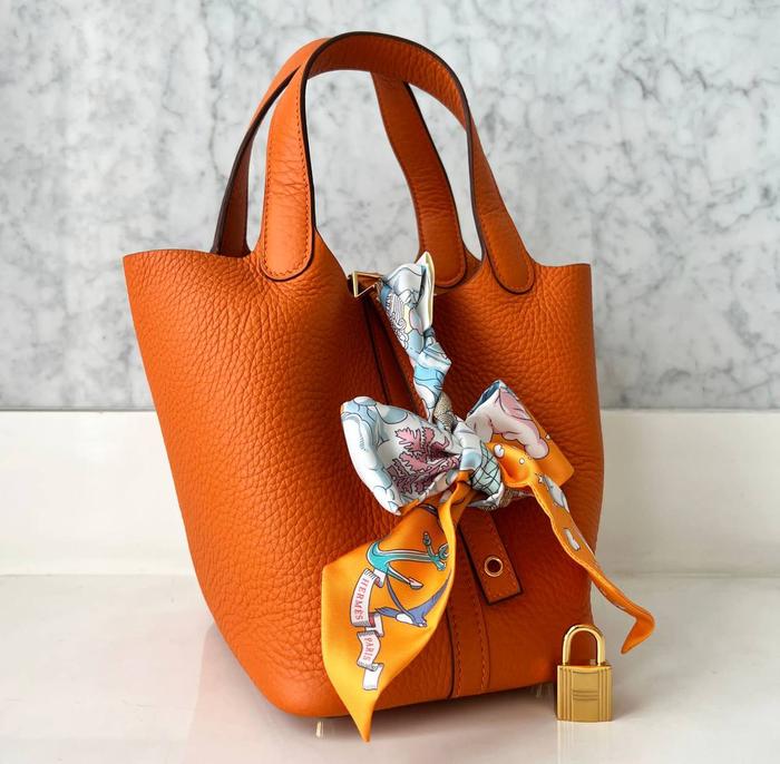 Original - Hermes Picotin 18 Pico18 Orange Feu Clem GHW U bag