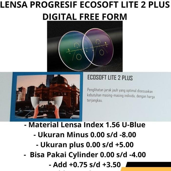 LENSA PROGRESIF Cylinder Blueray Ecosoft Lite2 POLYCORE Anti Radiasi