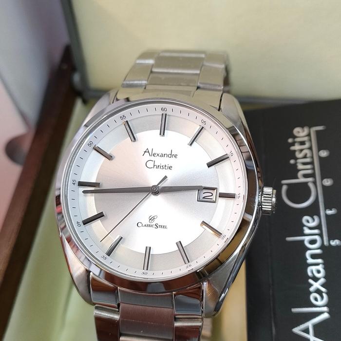 Jam Pria ORIGINAL Alexandre Christie ACF 8648 MD All Stainless.