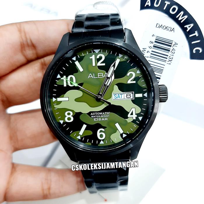 JAM TANGAN PRIA ALBA AL4313X1 AL4313 AUTOMATIC BLACK GREEN ORIGINAL