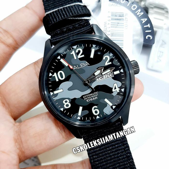 JAM TANGAN PRIA ALBA AL4311X1 AL4311 AUTOMATIC BLACK ORIGINAL GARANSI