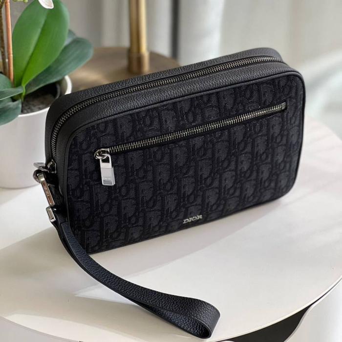 Original - CD Dior kasai pouch in black oblique Pochette Clutch