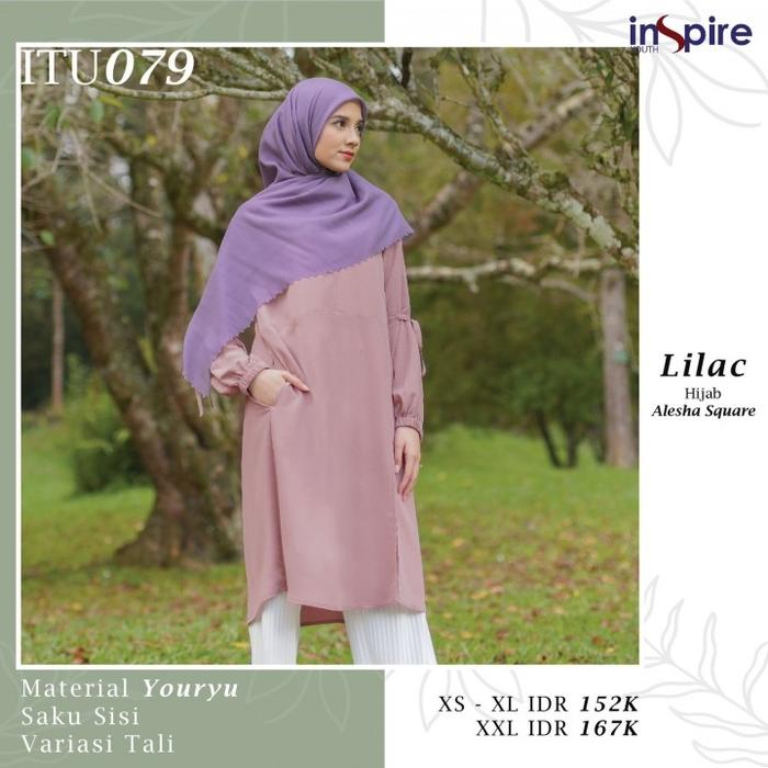 Inspire Tunik ITu 79 Warna Ungu Lilac Baju Atasan Wanita Syari Branded