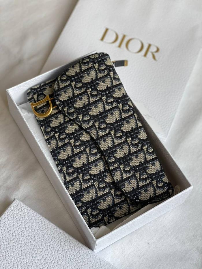 Original - Dior CD Navy Oblique Multifunction Long Wallet Dompet (Masu