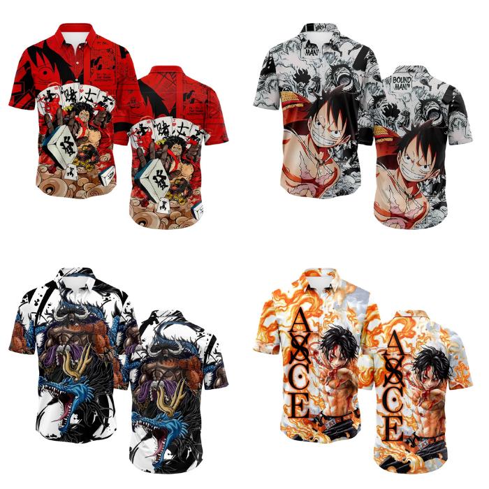 Baju kemeja jepang pria japan anime one piece luffy pendek lebaran new