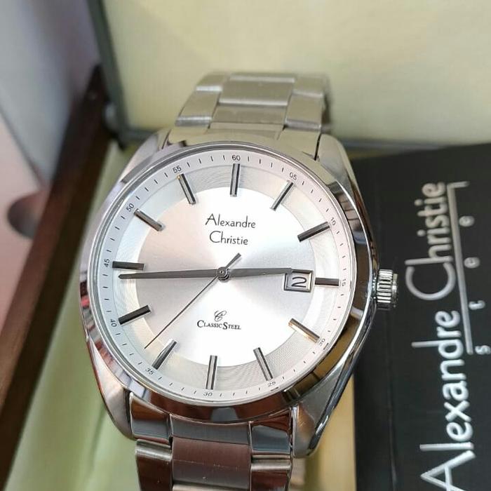 Jam Pria ORIGINAL Alexandre Christie ACF 8648 MD Stainless