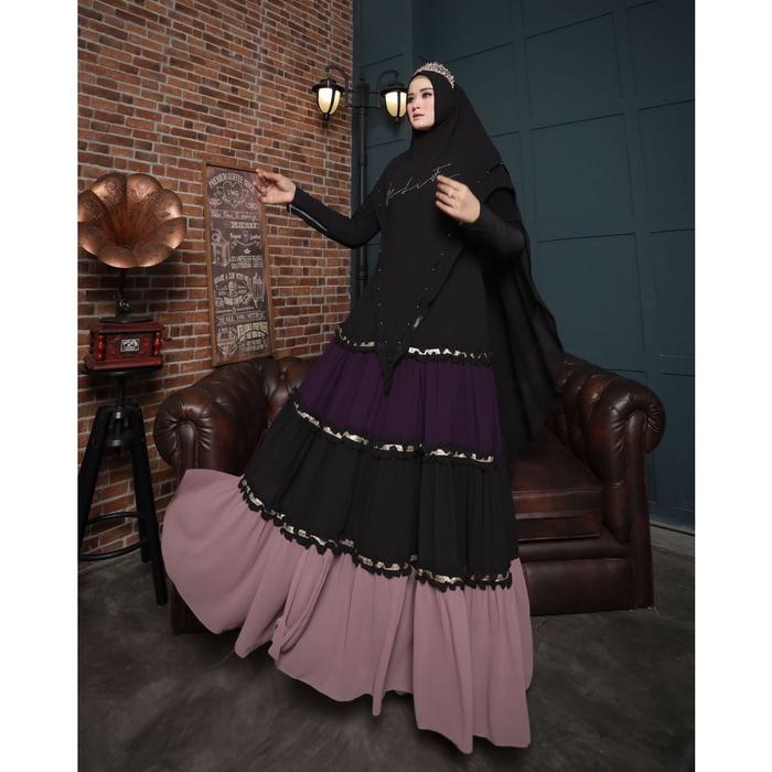 gamis syari terbaru set khimar ceruty babydoll premium bw8143 hooriya