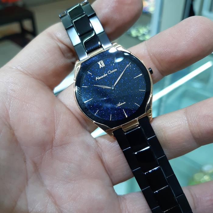 jam tangan wanita ALEXANDRE CHRISTIE 8602 LHBBRBA plat biru