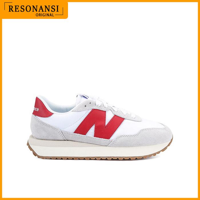 SEPATU PRIA TERBARU NEW BALANCE ORIGINAL SNEAKERS 237 PUTIH-ABU-MERAH