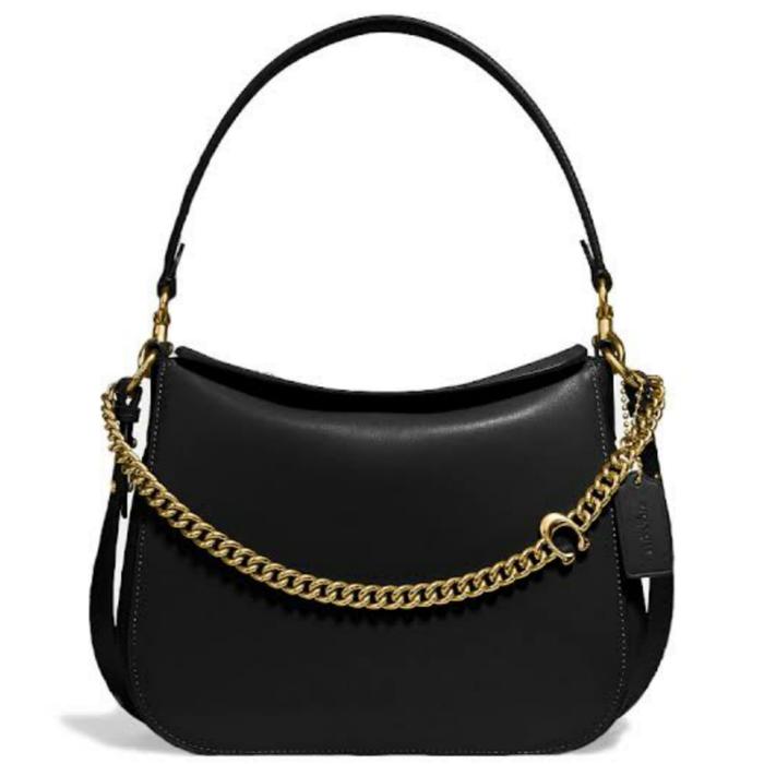 coach Signature chain hobo crossbody leather Black