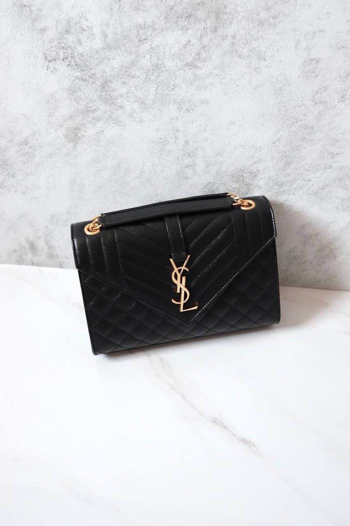 Original - YSL Saint Laurent Envelope Medium Black Caviar GHW Tas