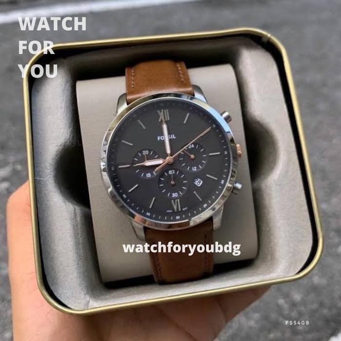 Jam Tangan Pria Fossil Neutra Chronograph Leather Watch fs5408 fs 5408
