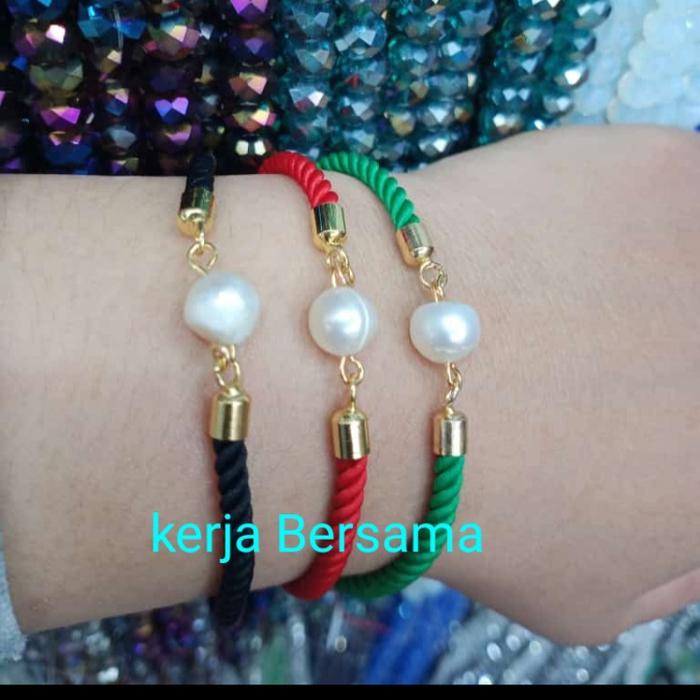 Gelang mutiara asli air tawar tali pandora