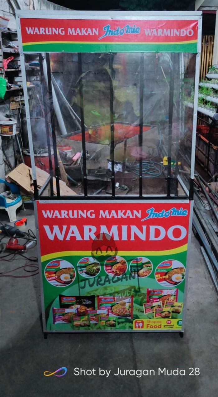 Gerobak Lipat / Booth Portable / Booth Lipat Warmindo dengan Atap v2