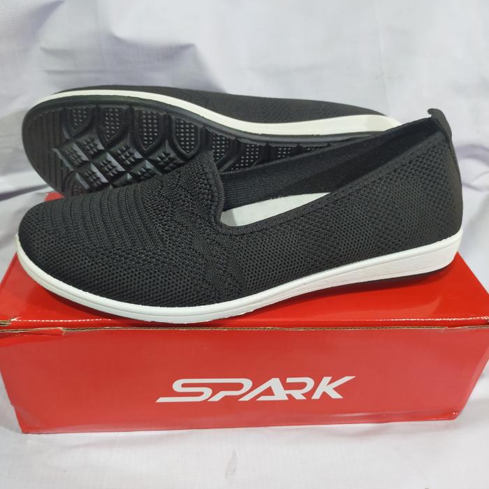 Sepatu slip on wanita rajut hitam/Sepatu Casual SPARK original